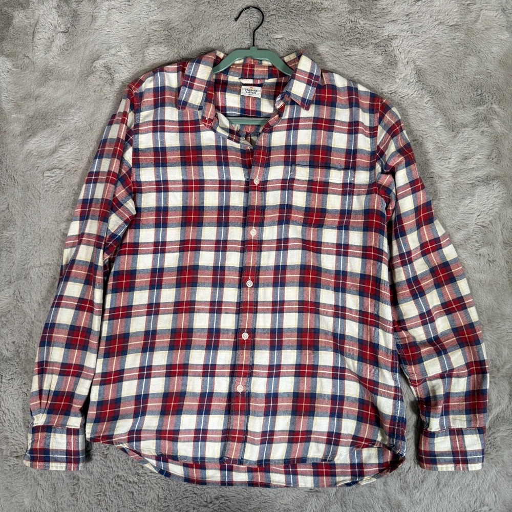 Marine‎ Layer Shirt Men's Size Medium Flannel Plaid Relaxed Tartan Button Up